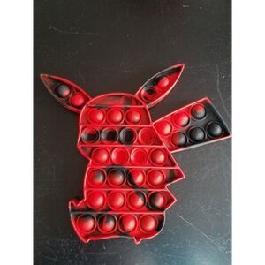 Fidget Toy Red & Black Pikachu Push Pop Bubble Silicone Sensory Tie Dye